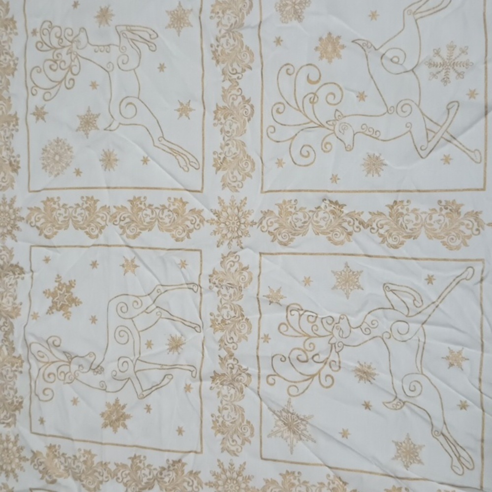 2/$20 Deer Festival 6870M-09 Metallic Gold Panel Benartex Cotton Quilt Fabric